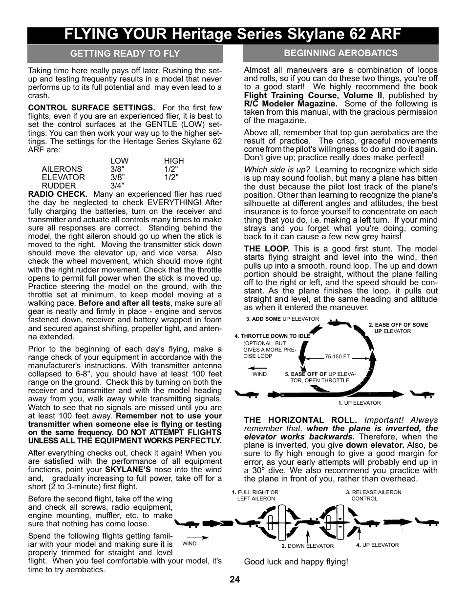 Flying your heritage series skylane 62 arf | Carl Goldberg GBGA1092 User Manual | Page 24 / 24