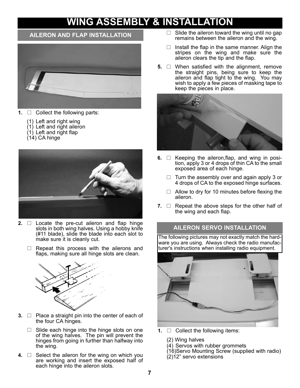 Wing assembly & installation | Carl Goldberg GBGA1092 User Manual | Page 7 / 24