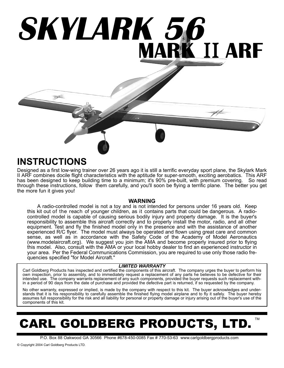 Carl Goldberg GBGA1085 User Manual | 19 pages