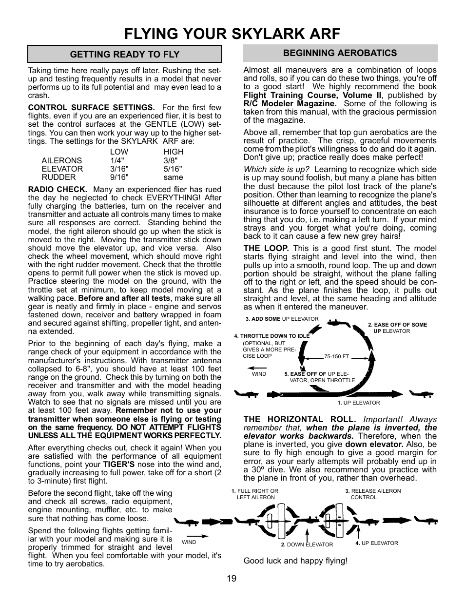 Flying your skylark arf | Carl Goldberg GBGA1085 User Manual | Page 19 / 19