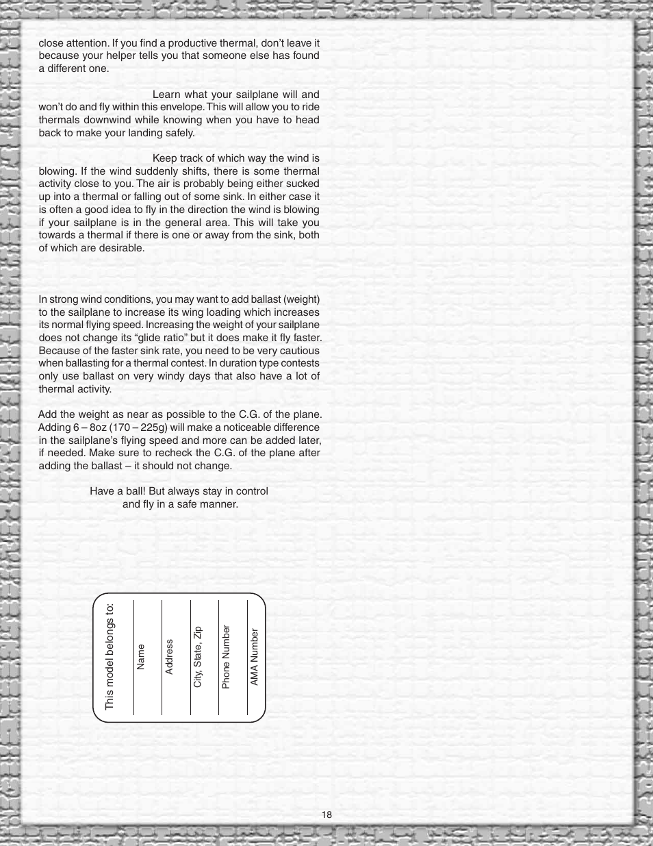 Carl Goldberg GPMA1959 Sophisticated Lady Glider ARF User Manual | Page 18 / 20