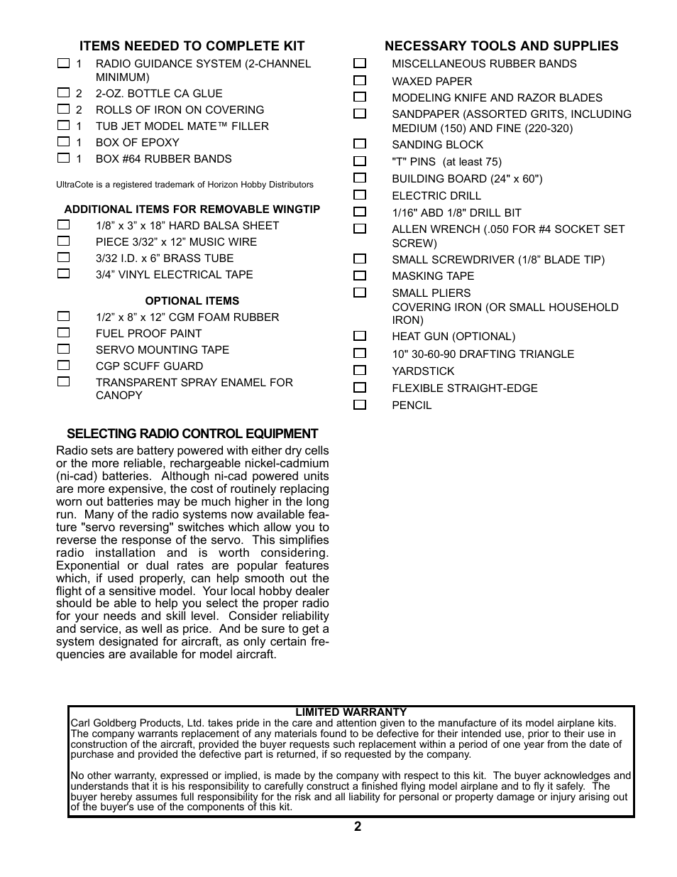 Carl Goldberg GBGA0059 User Manual | Page 2 / 32