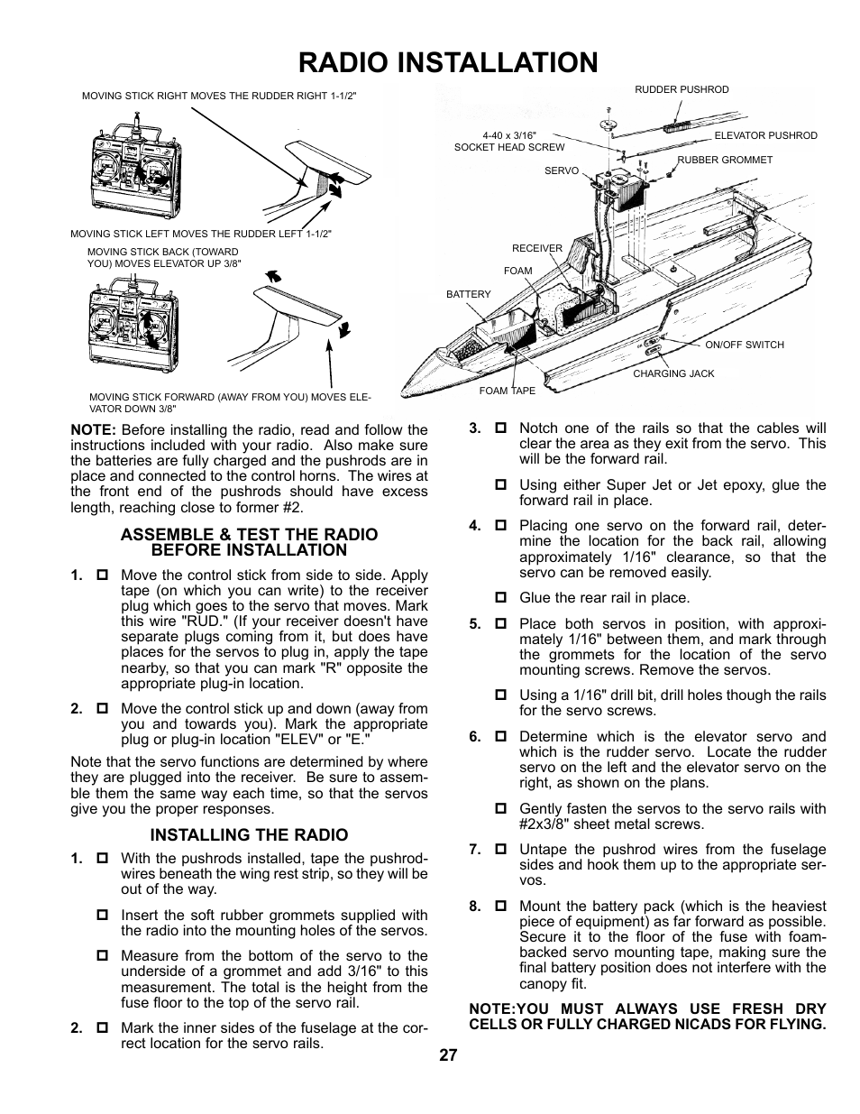 Radio installation | Carl Goldberg GBGA0059 User Manual | Page 27 / 32