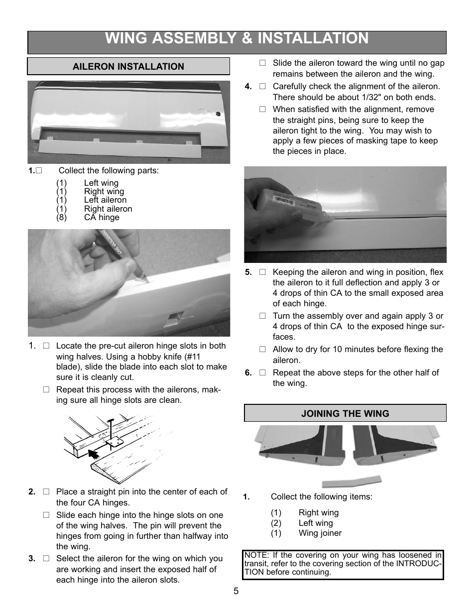 Wing assembly & installation | Carl Goldberg GPMA1967 Sr. Falcon ARF User Manual | Page 5 / 21