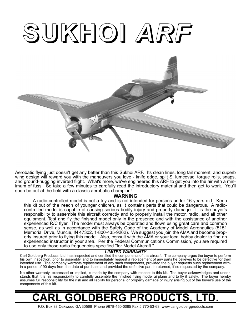 Carl Goldberg GBGA1067 User Manual | 19 pages