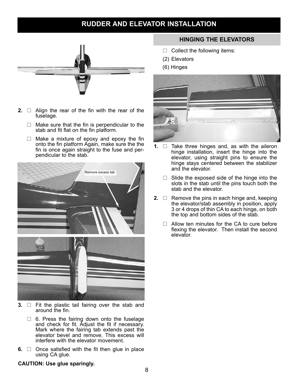 Rudder and elevator installation | Carl Goldberg GBGA1067 User Manual | Page 8 / 19
