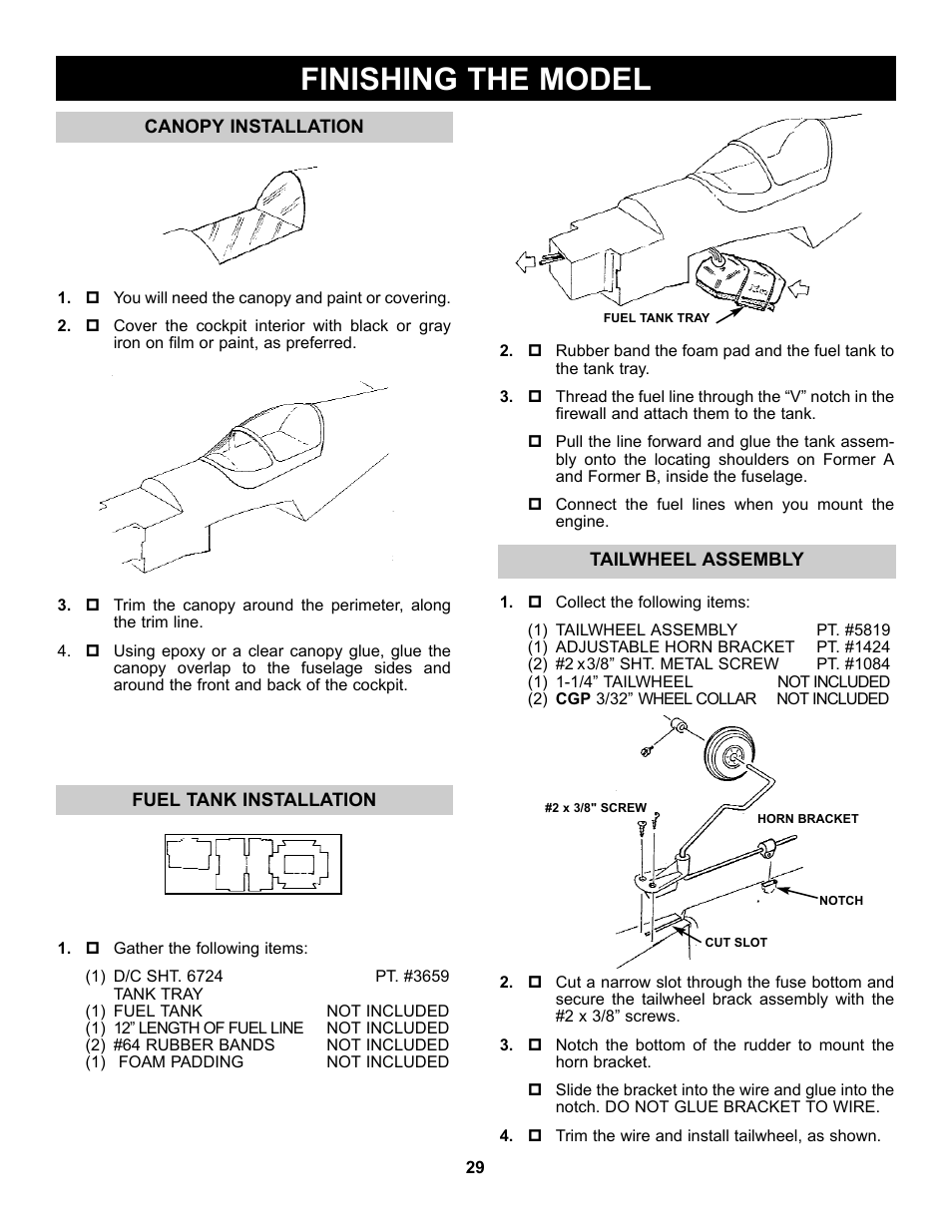 Finishing the model | Carl Goldberg GBGA0067 User Manual | Page 29 / 39