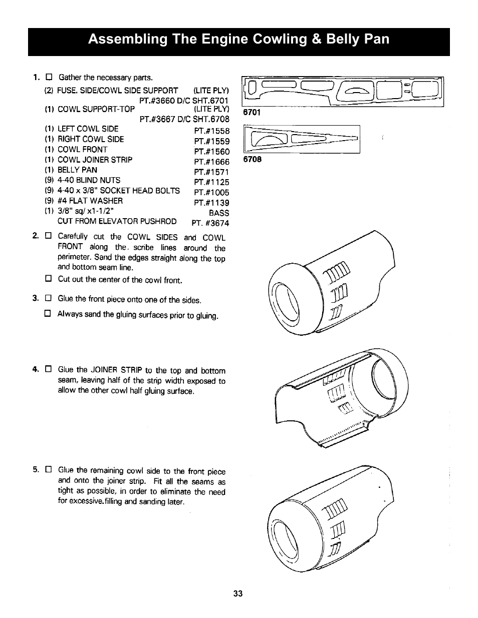 Assembling the engine cowling & belly pan | Carl Goldberg GBGA0067 User Manual | Page 33 / 39