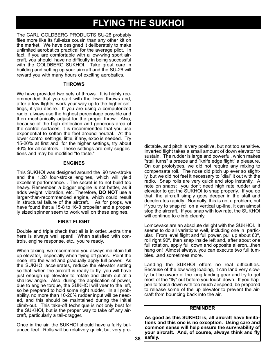 Flying the sukhoi | Carl Goldberg GBGA0067 User Manual | Page 38 / 39