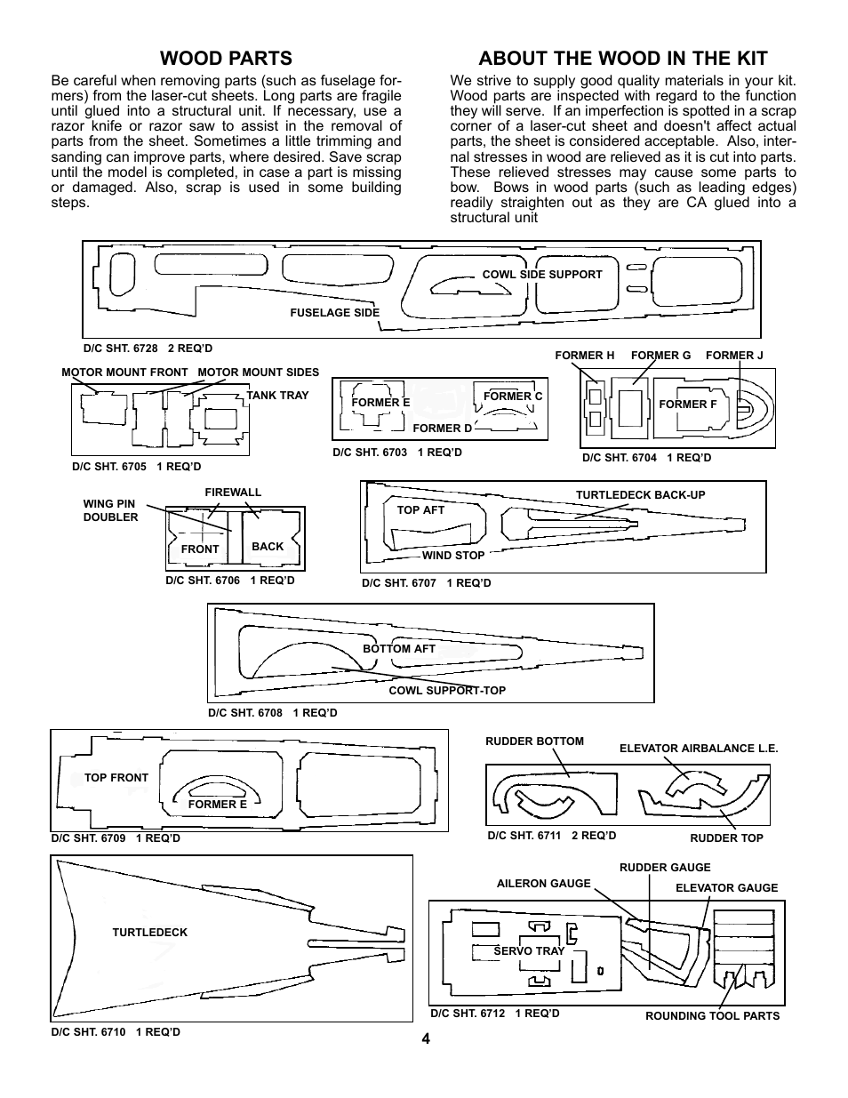 Wood parts, About the wood in the kit | Carl Goldberg GBGA0067 User Manual | Page 4 / 39