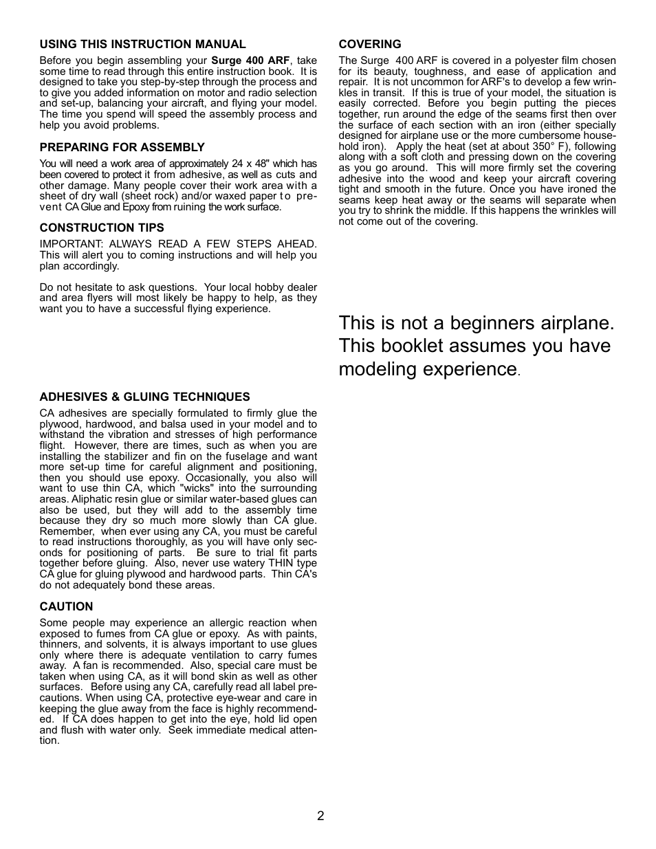 Carl Goldberg GBGA1024 User Manual | Page 2 / 9