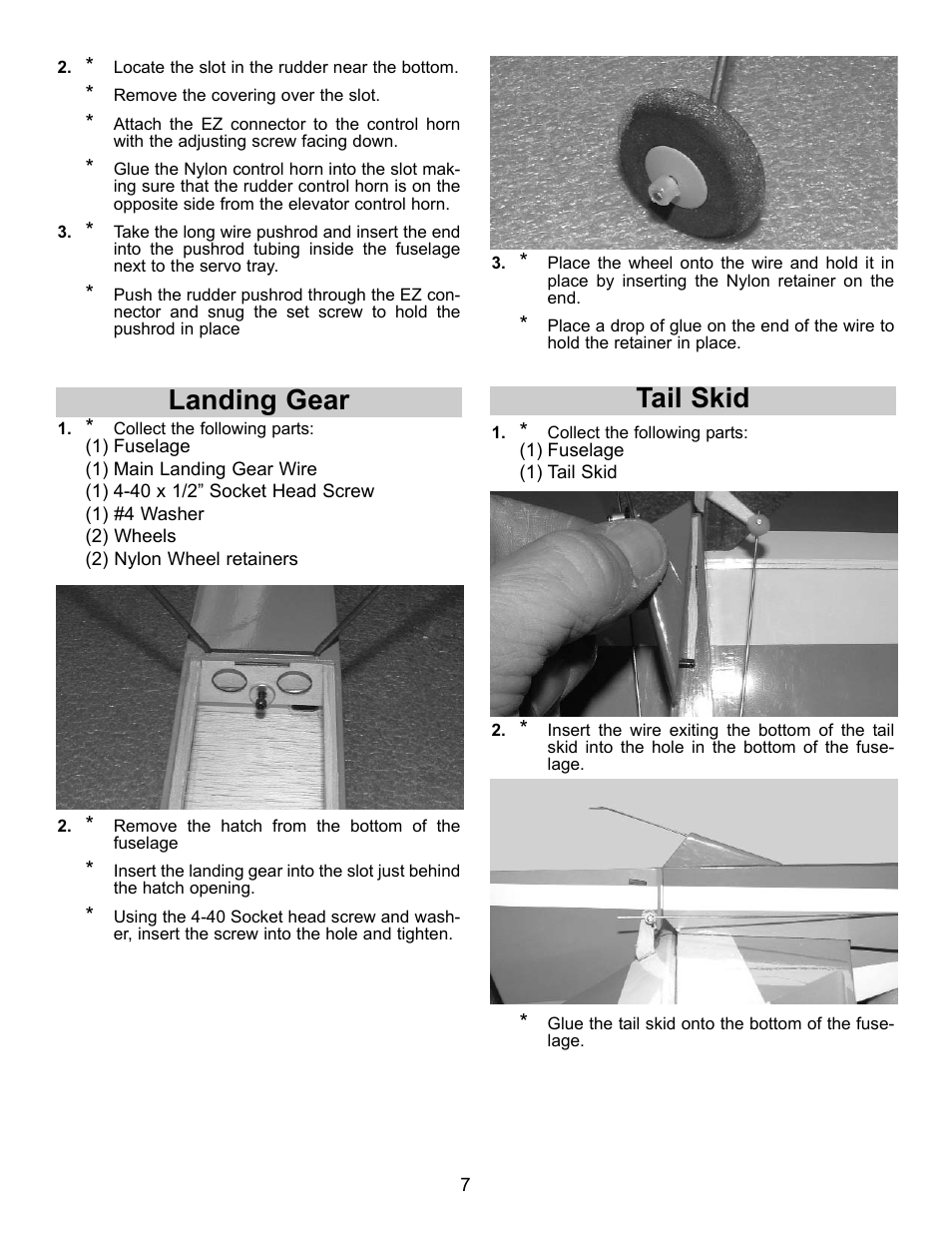 Landing gear, Tail skid | Carl Goldberg GBGA1024 User Manual | Page 7 / 9
