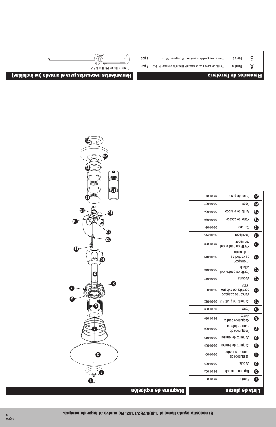 Diagrama de explosión elementos de ferretería, Lista de piezas | Blue Rhino Charmglow 82300 User Manual | Page 14 / 16