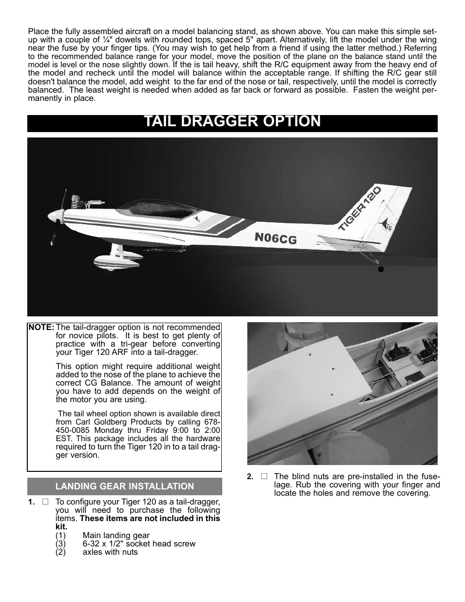 Tail dragger option | Carl Goldberg GBGA1077 User Manual | Page 27 / 30