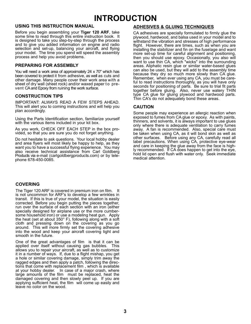 Introduction | Carl Goldberg GBGA1077 User Manual | Page 3 / 30