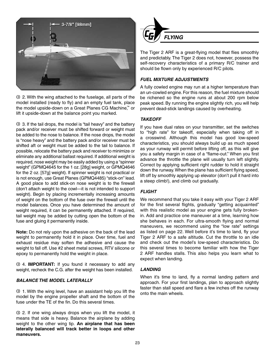 Carl Goldberg GPMA1966 Tiger 2 ARF User Manual | Page 23 / 24