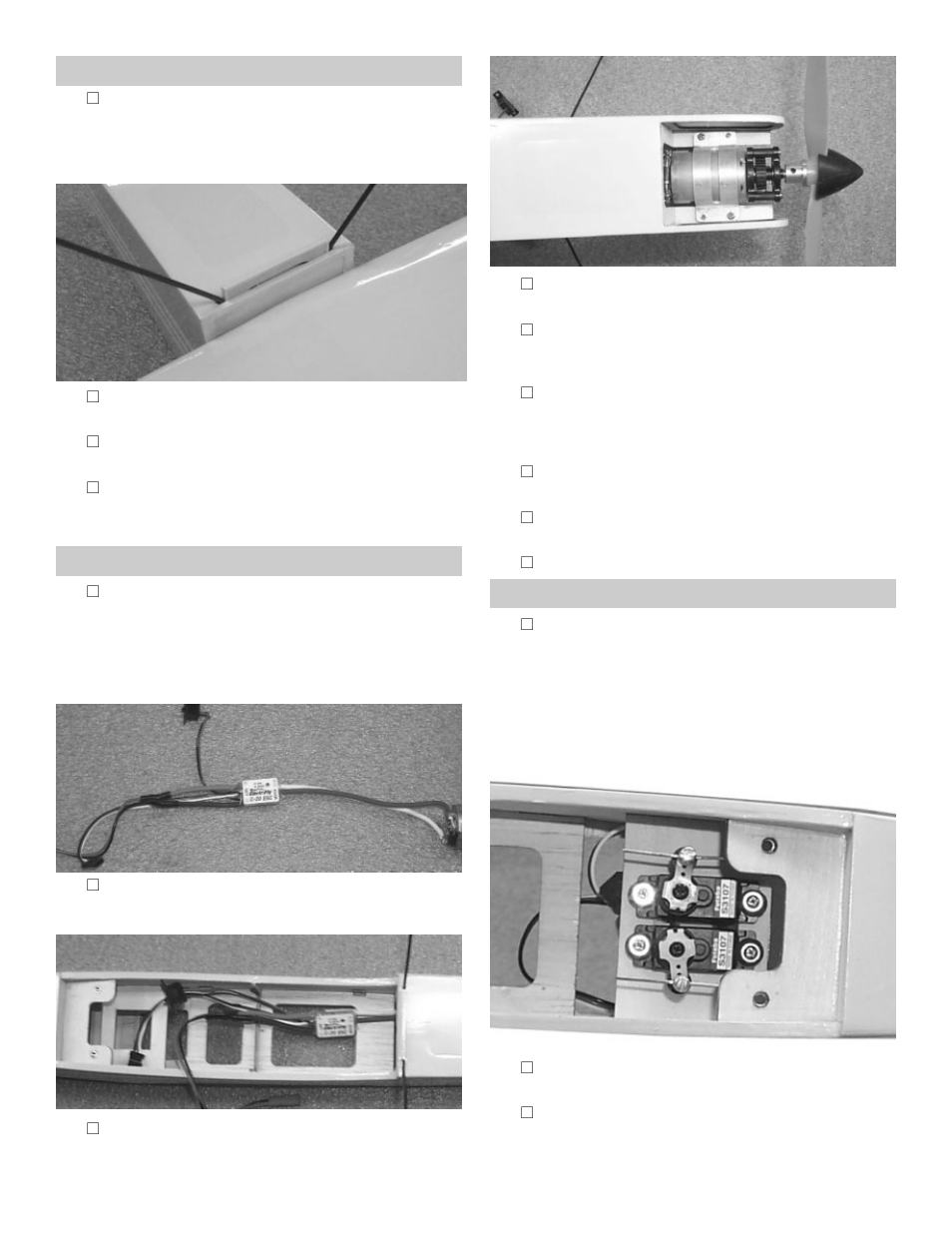 Landing gear, Installing motor & esc, Radio installation | Carl Goldberg GBGA1081 User Manual | Page 7 / 8