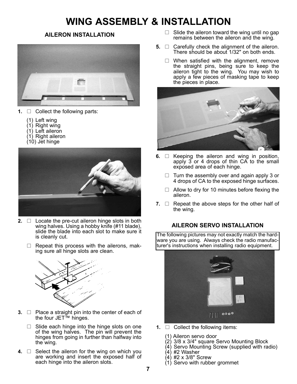 Wing assembly & installation | Carl Goldberg GPMA1968 Tiger 60 ARF User Manual | Page 7 / 27