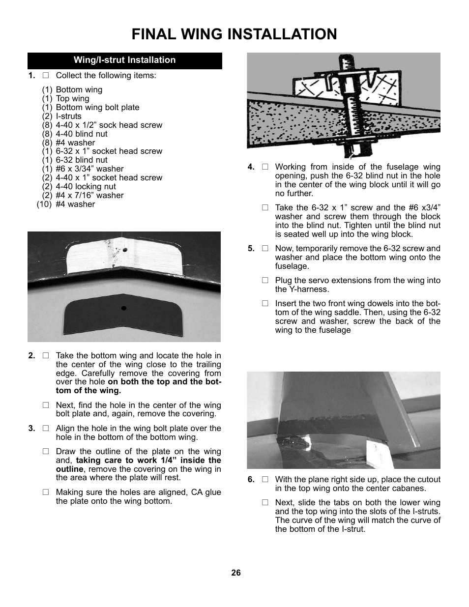 Final wing installation | Carl Goldberg GBGA1053 User Manual | Page 26 / 31