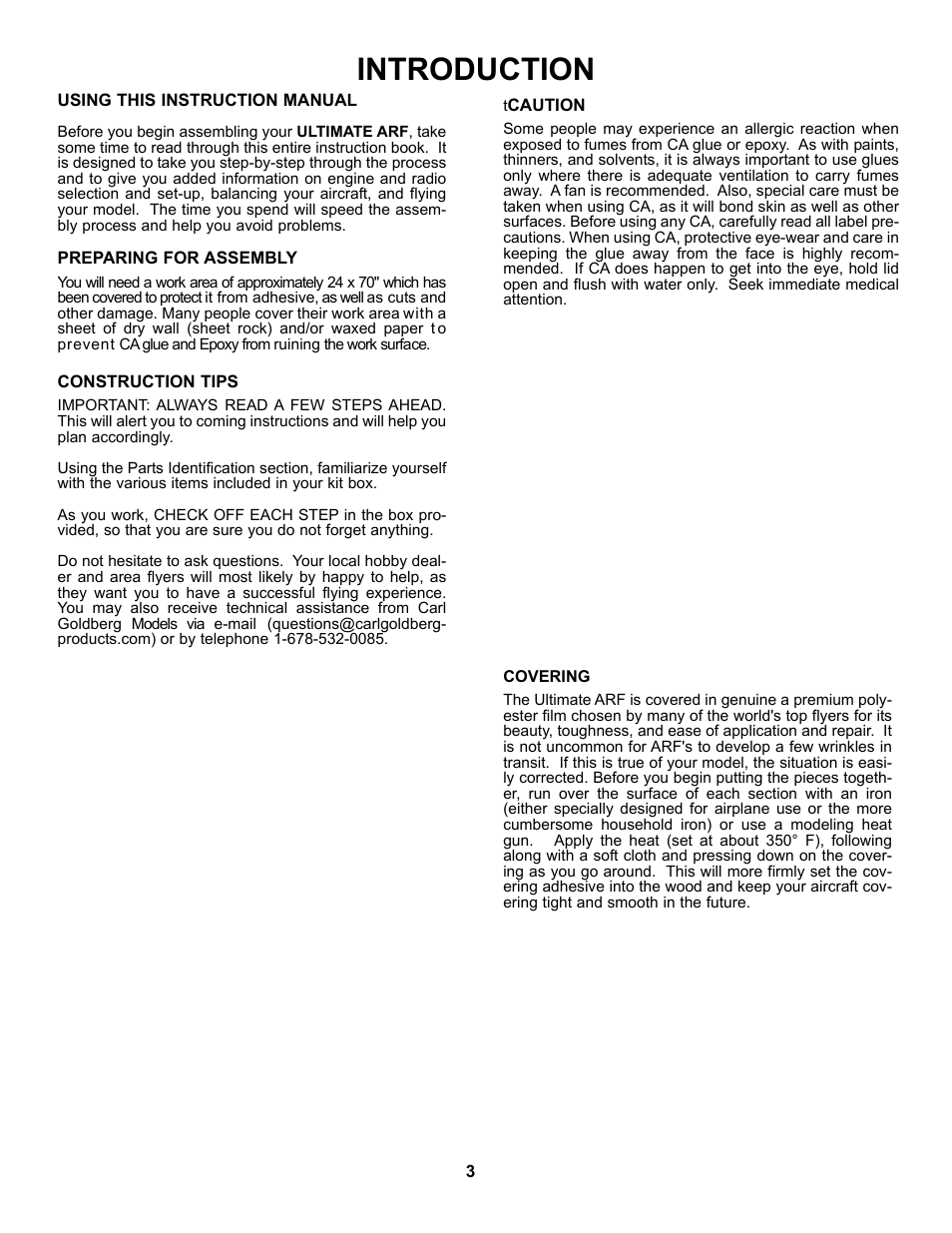 Introduction | Carl Goldberg GBGA1053 User Manual | Page 3 / 31