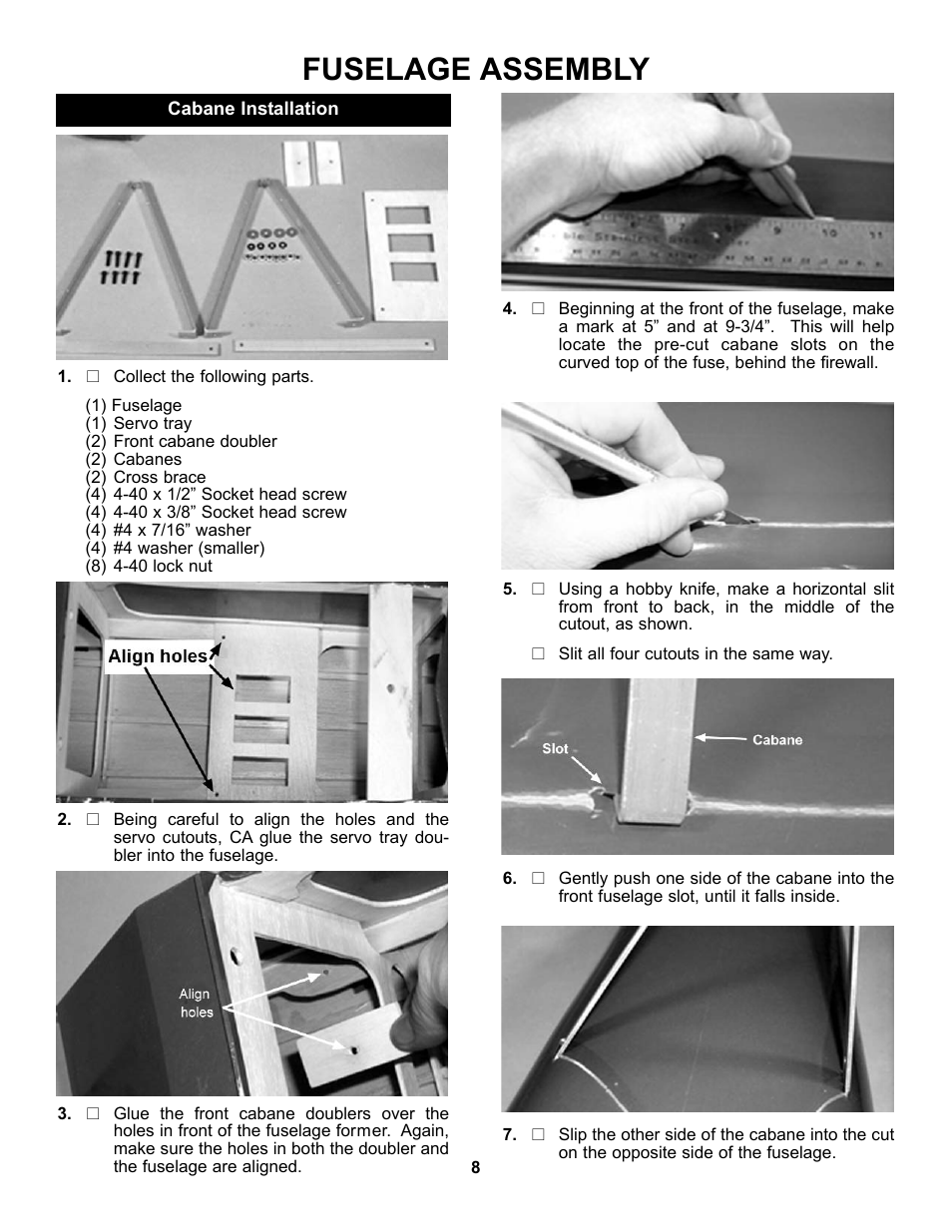 Fuselage assembly | Carl Goldberg GBGA1053 User Manual | Page 8 / 31