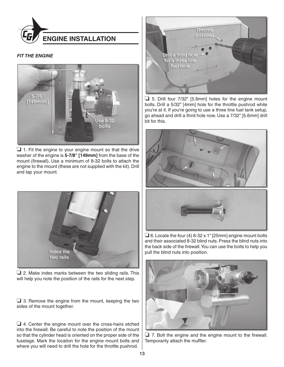 Engine installation | Carl Goldberg GBGA1047 User Manual | Page 13 / 24