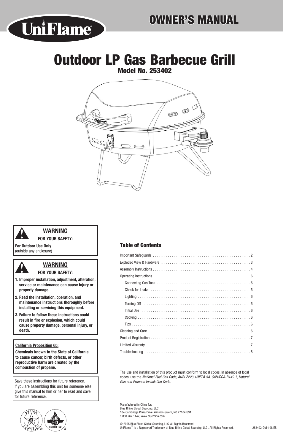 Blue Rhino 253402 User Manual | 16 pages
