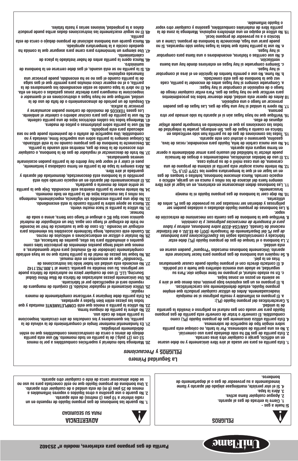 Advertencia | Blue Rhino 253402 User Manual | Page 10 / 16