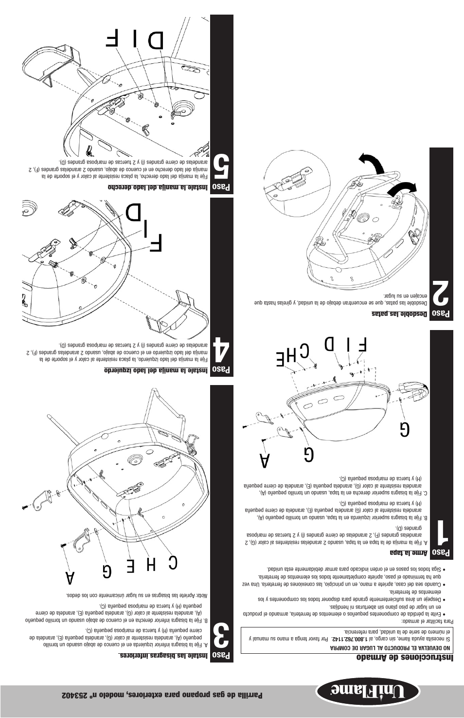Instrucciones de armado, Paso | Blue Rhino 253402 User Manual | Page 12 / 16