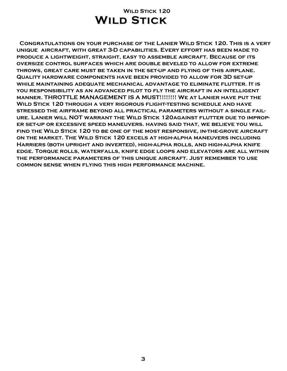 Wild stick | Carl Goldberg GBGA1084 User Manual | Page 3 / 24