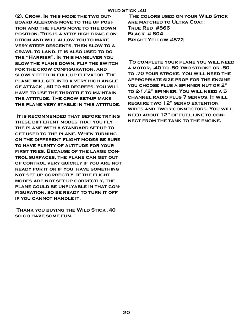Carl Goldberg GBGA1083 User Manual | Page 20 / 20