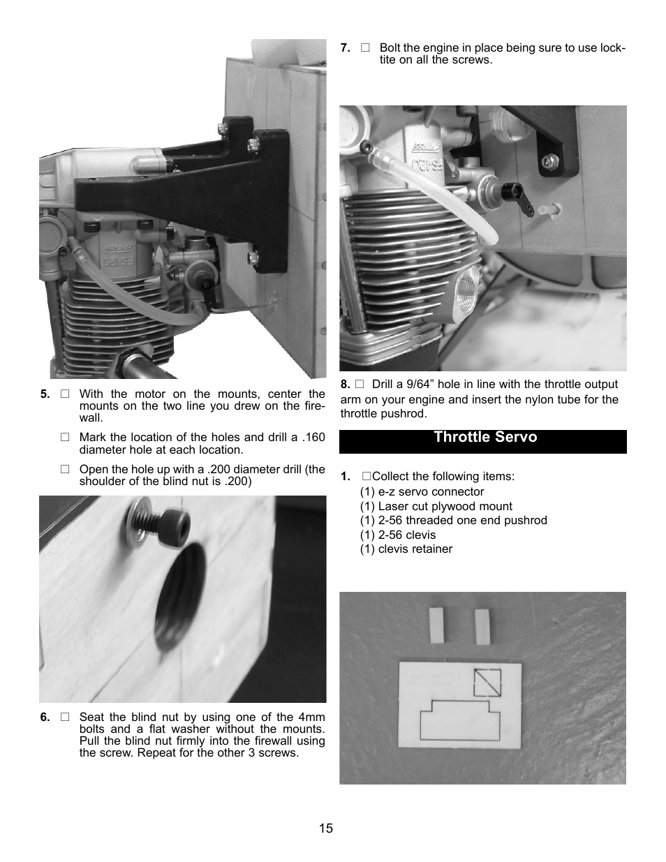 Throttle servo | Carl Goldberg GBGA1043 User Manual | Page 15 / 21