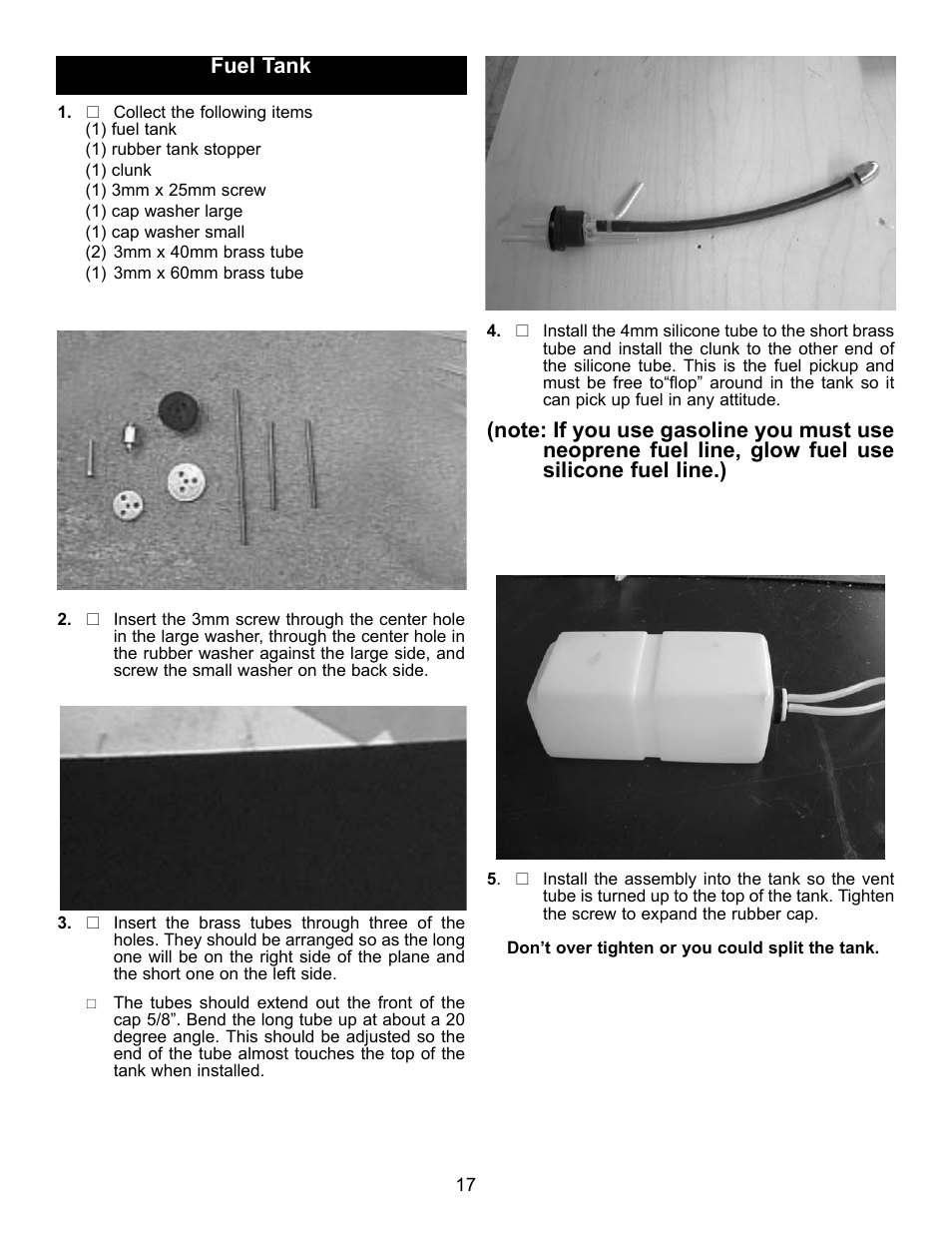 Fuel tank | Carl Goldberg GBGA1043 User Manual | Page 17 / 21