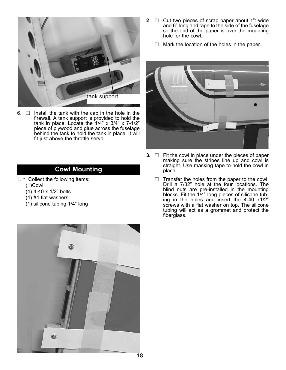 Cowl mounting | Carl Goldberg GBGA1043 User Manual | Page 18 / 21