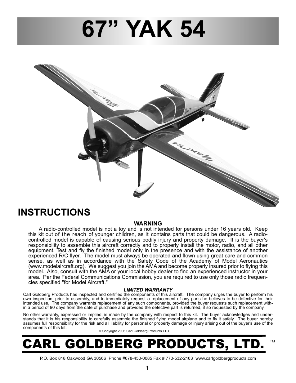 Carl Goldberg GBGA1044 User Manual | 22 pages