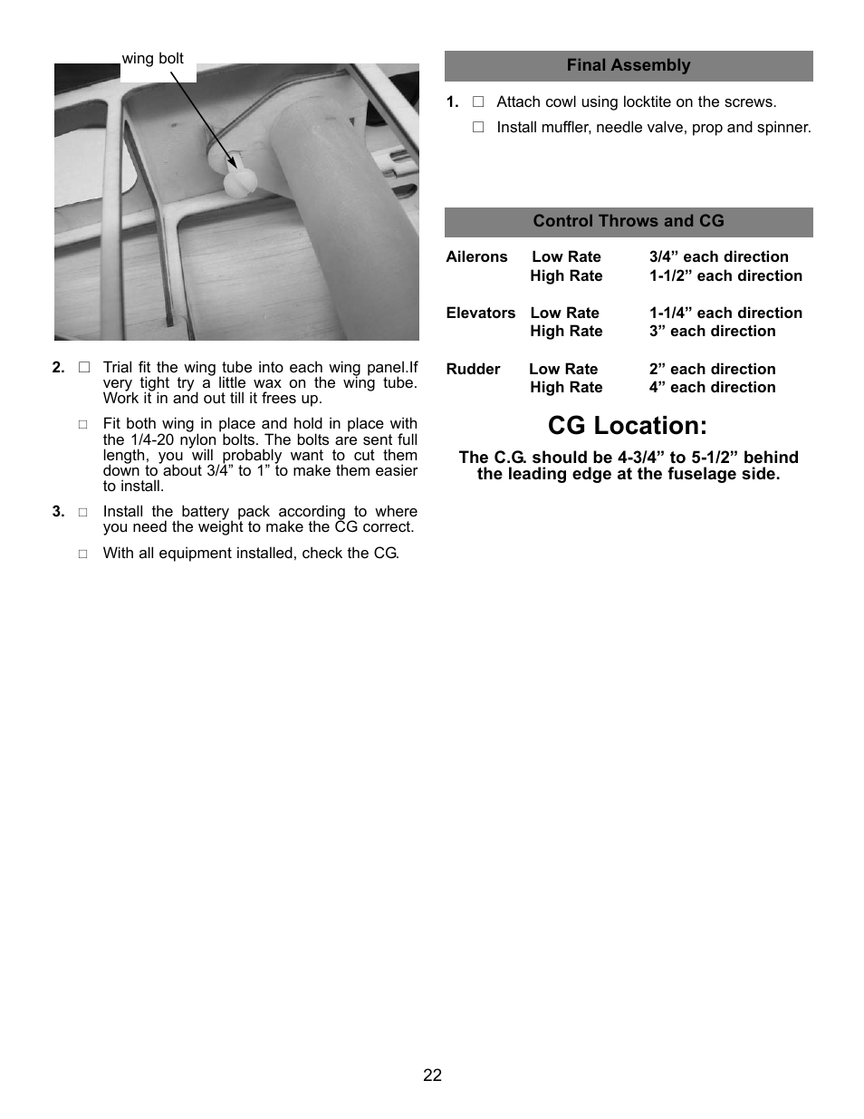 Cg location | Carl Goldberg GBGA1044 User Manual | Page 22 / 22