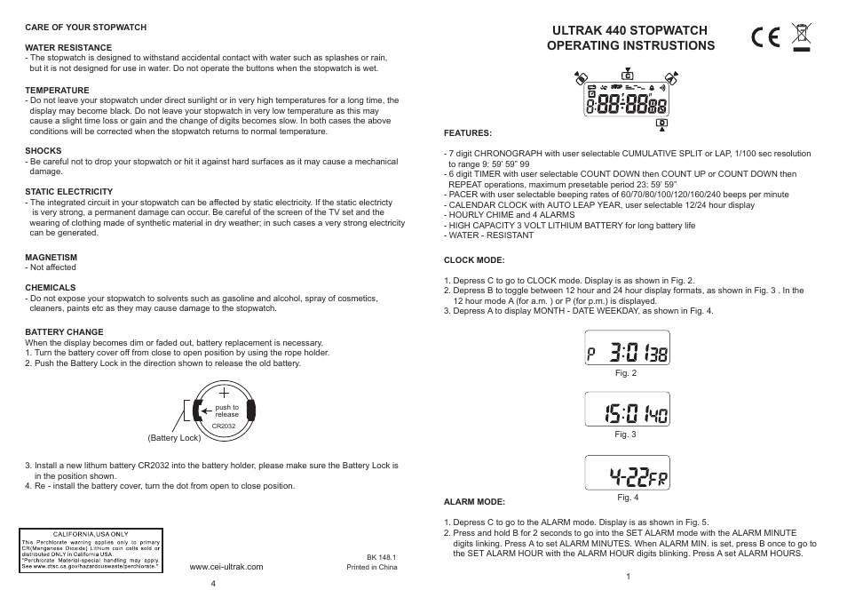 CEI 440 ULTRAK User Manual | 2 pages