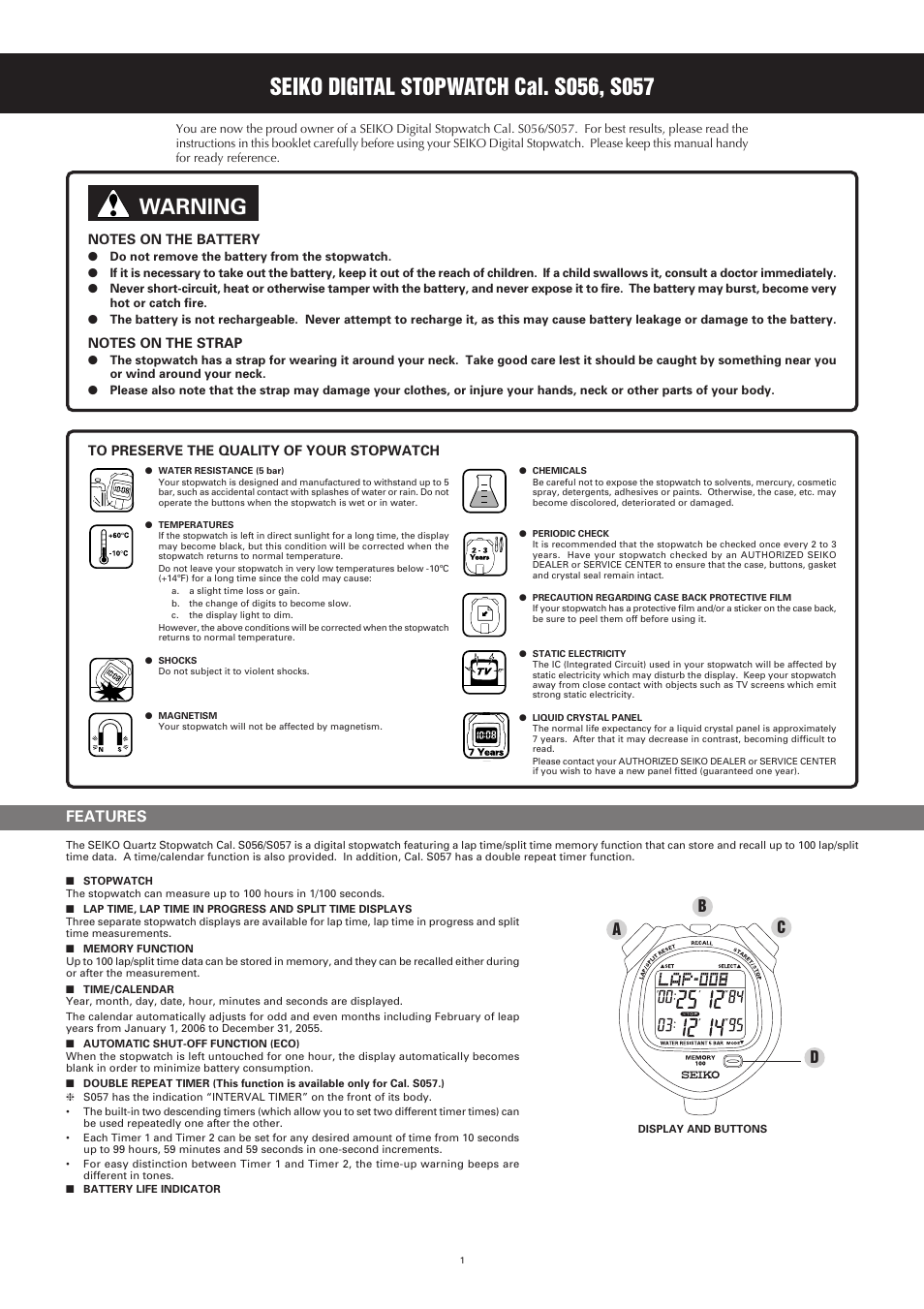 CEI S057 SEIKO User Manual | 5 pages