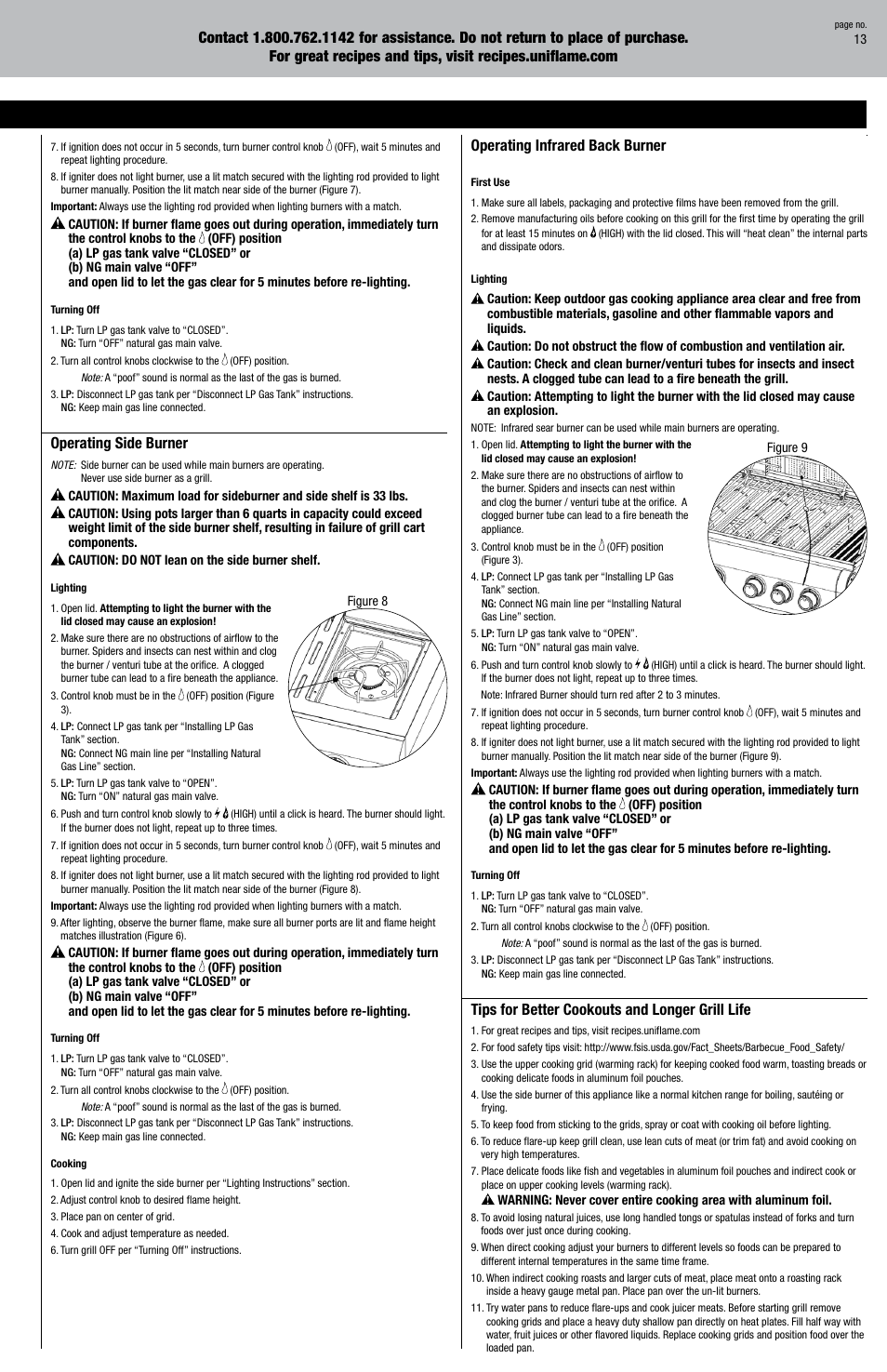 Operating instructions (continued) | Blue Rhino OUTDOOR LP GBC1273W User Manual | Page 13 / 36