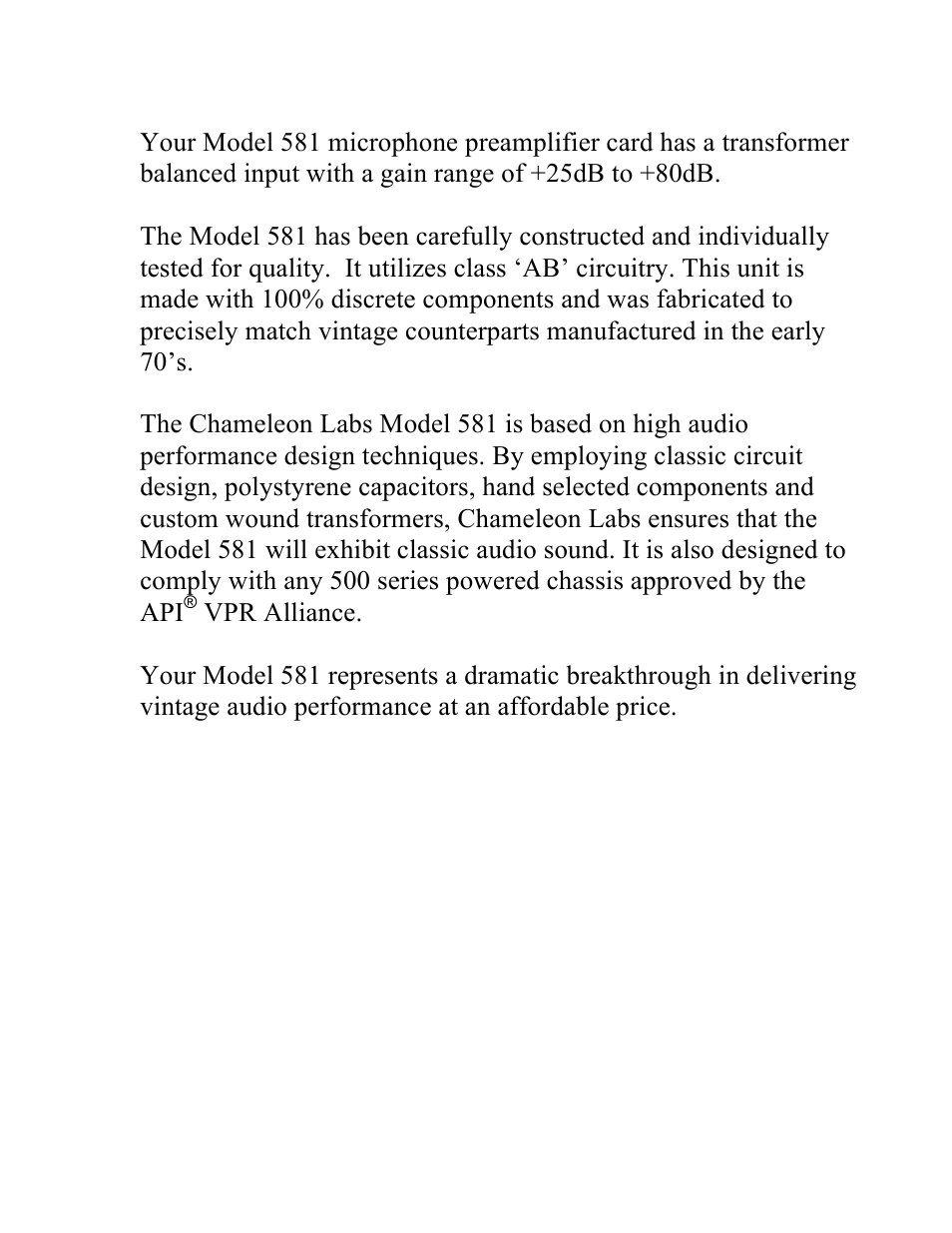 Chameleon Labs 500 Series User Manual | Page 2 / 8