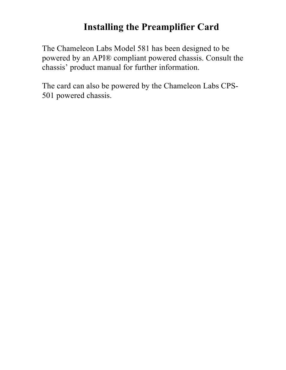 Installing the preamplifier card | Chameleon Labs 500 Series User Manual | Page 5 / 8
