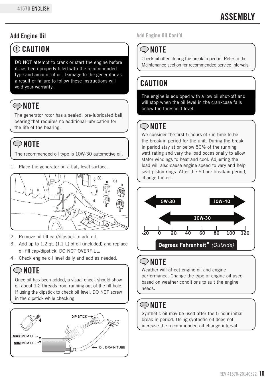 Assembly, Caution | Champion Power Equipment 41570 User Manual | Page 13 / 32