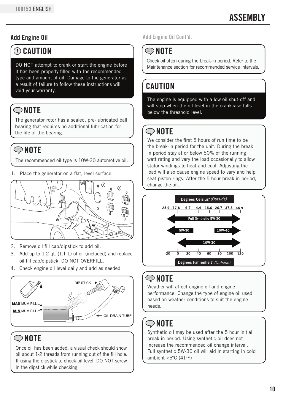 Assembly, Caution | Champion Power Equipment 100153 User Manual | Page 13 / 34