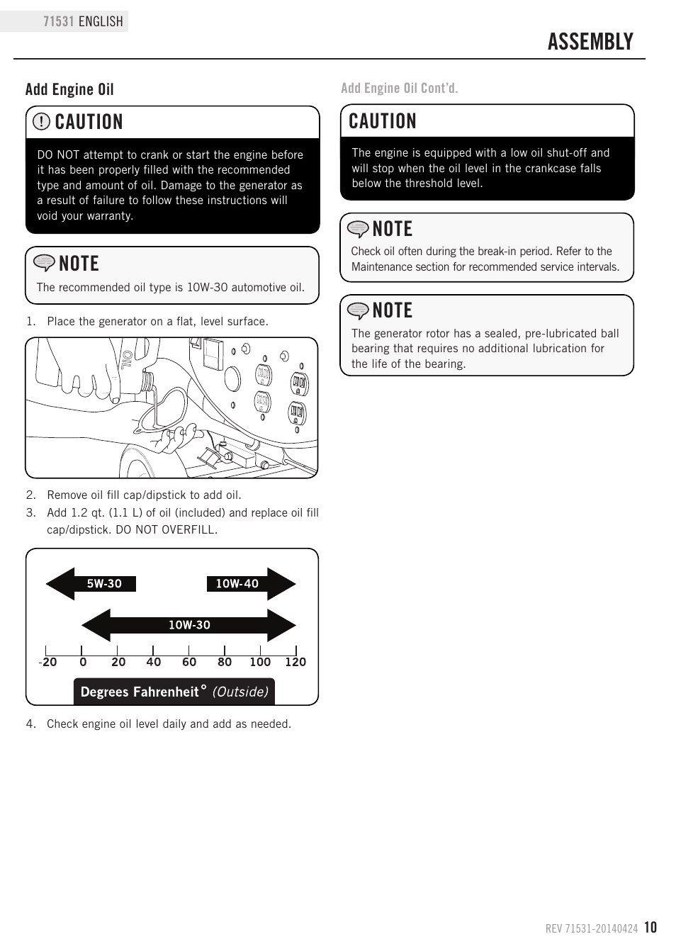 Assembly, Caution | Champion Power Equipment 71531 User Manual | Page 13 / 33