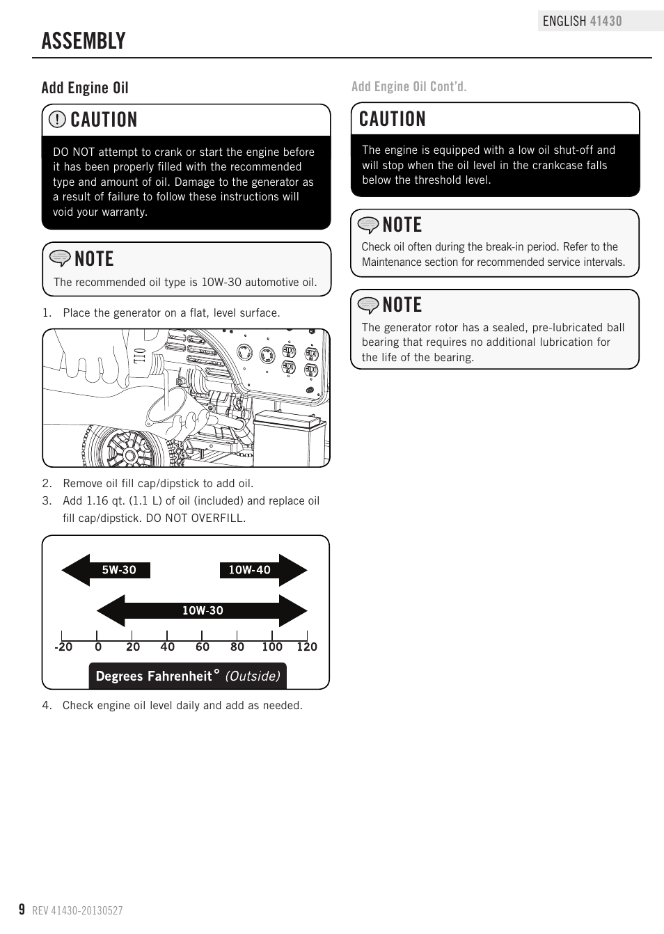 Assembly, Caution | Champion Power Equipment 41430 User Manual | Page 12 / 30