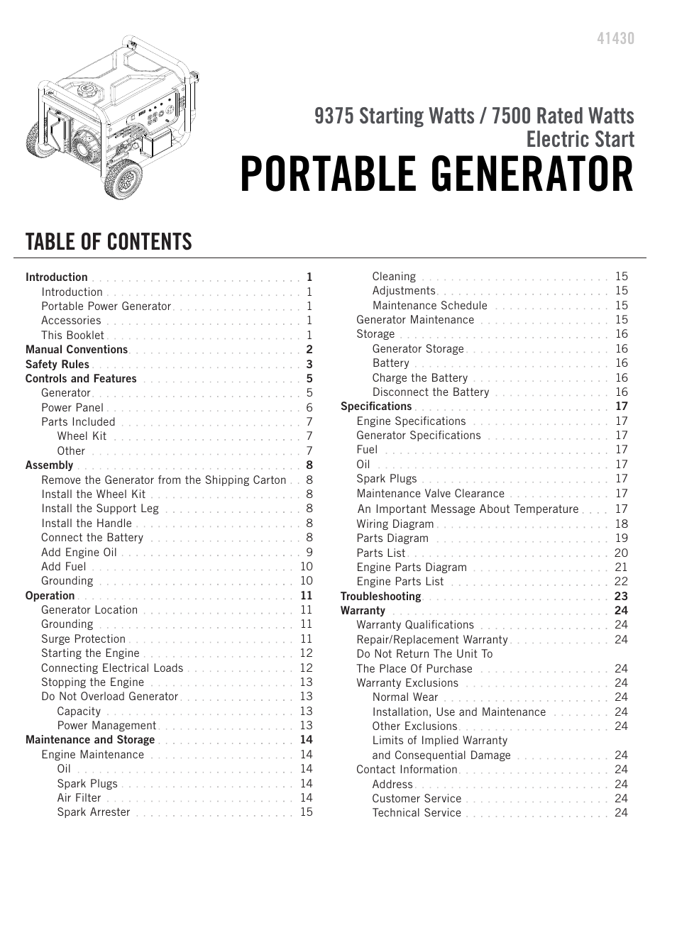 Champion Power Equipment 41430 User Manual | Page 3 / 30