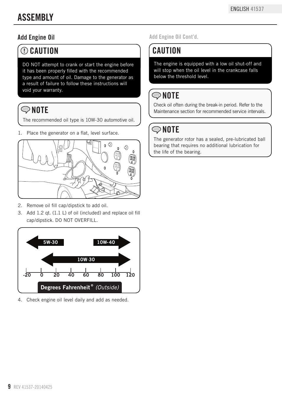 Assembly, Caution | Champion Power Equipment 41537 User Manual | Page 12 / 30