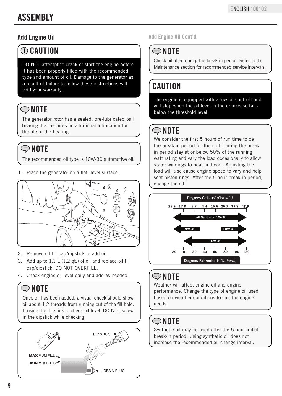 Assembly, Caution | Champion Power Equipment 100102 User Manual | Page 12 / 30