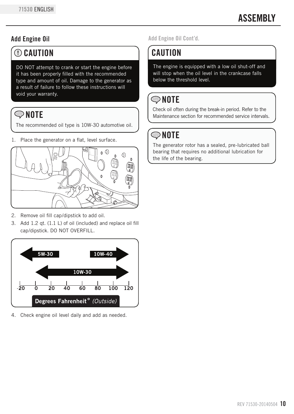 Assembly, Caution | Champion Power Equipment 71530 User Manual | Page 13 / 33