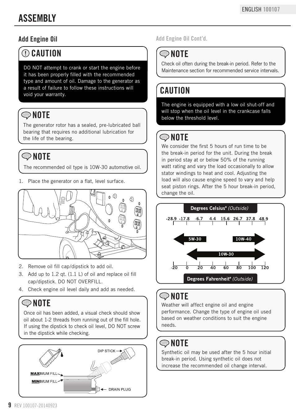 Assembly, Caution | Champion Power Equipment 100107 User Manual | Page 12 / 30